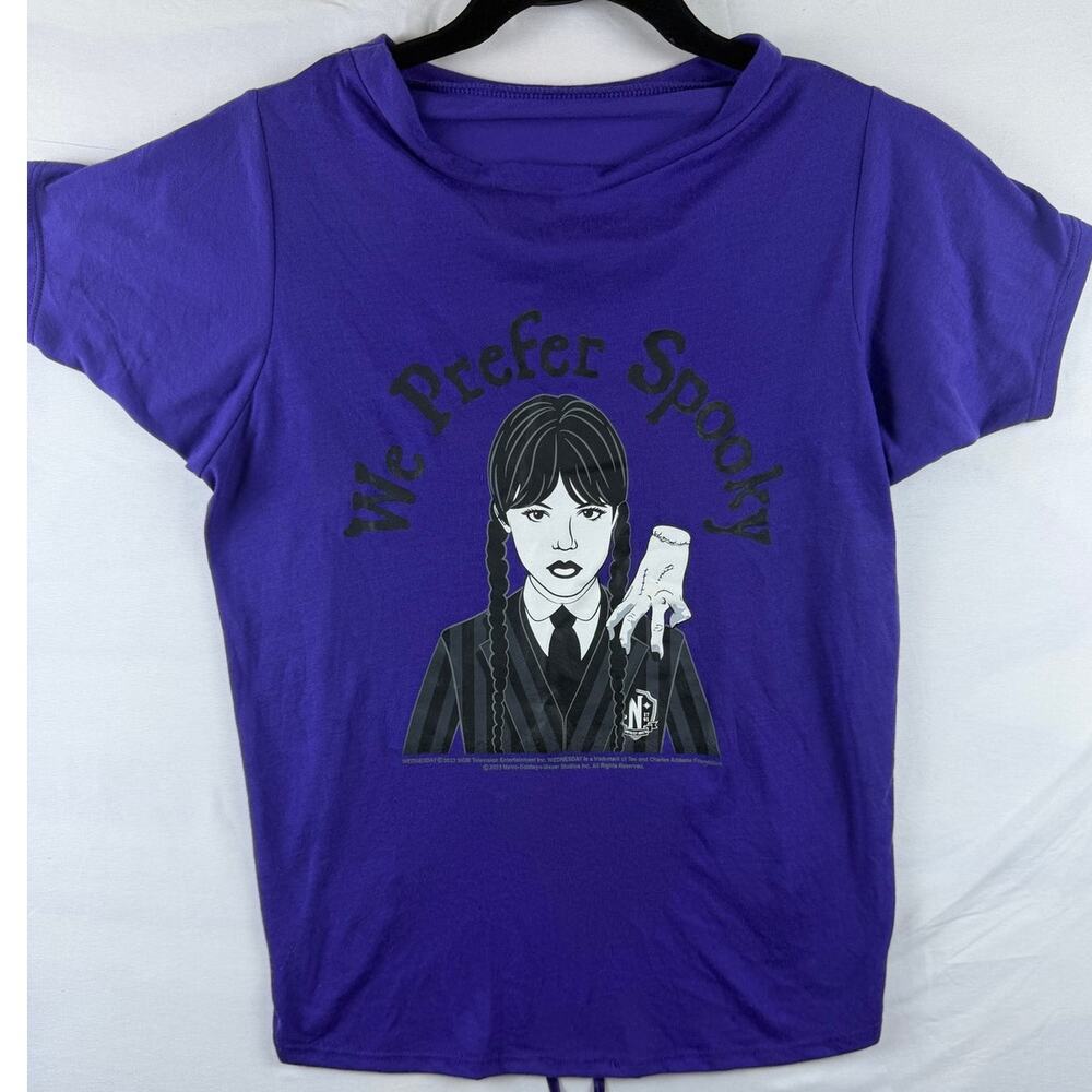 Official Wednesday Addams Purple "We Prefer Spooky" Dog Pet Shirt XL